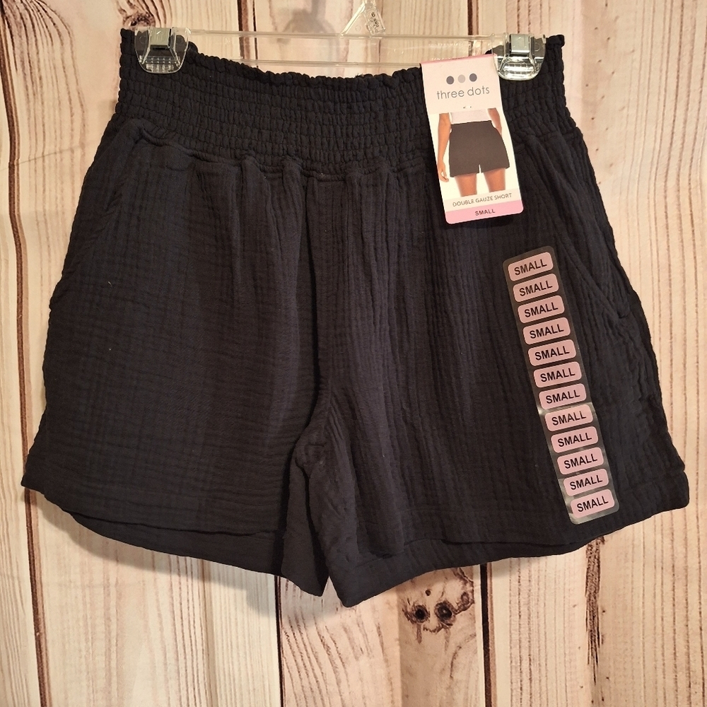 Three dots Gauze shorts black sz S Nwt $114 MSRP